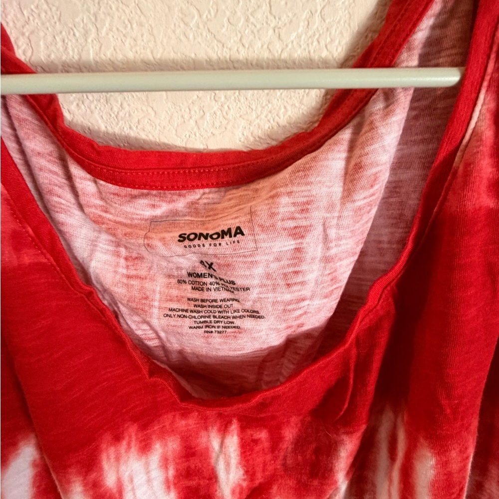 Sonoma Red White and Navy Tie-Dye Tank Top - Picture 4 of 6